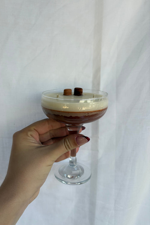 Espresso Martini Cocktail Candle - 245ml hand-poured vegan cocosoy candle in clear cocktail glass