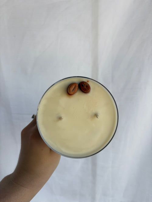 Espresso Martini Cocktail Candle - 245ml hand-poured vegan cocosoy candle in clear cocktail glass