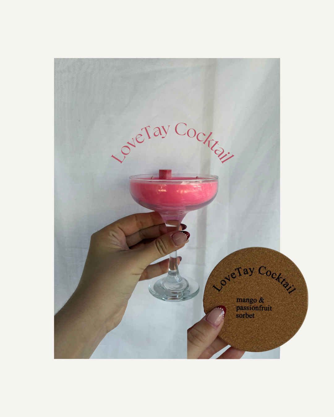 LoveTay Cocktail Candle Combo - 245ml hand-poured vegan cocosoy candle in clear cocktail glass