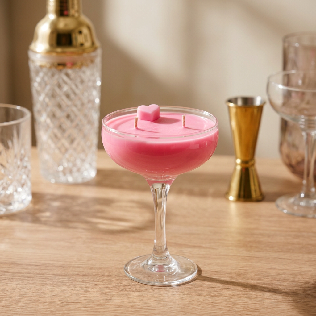 LoveTay Cocktail Candle with props in the background