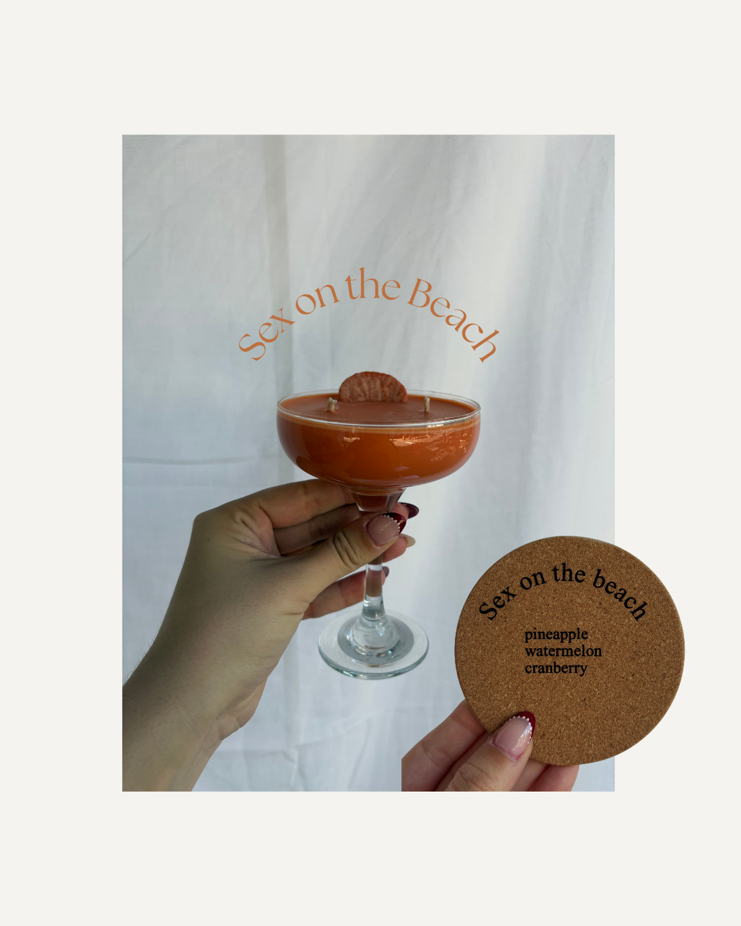 Sex on the Beach Candle Combo - 245ml hand-poured vegan cocosoy candle in clear cocktail glass