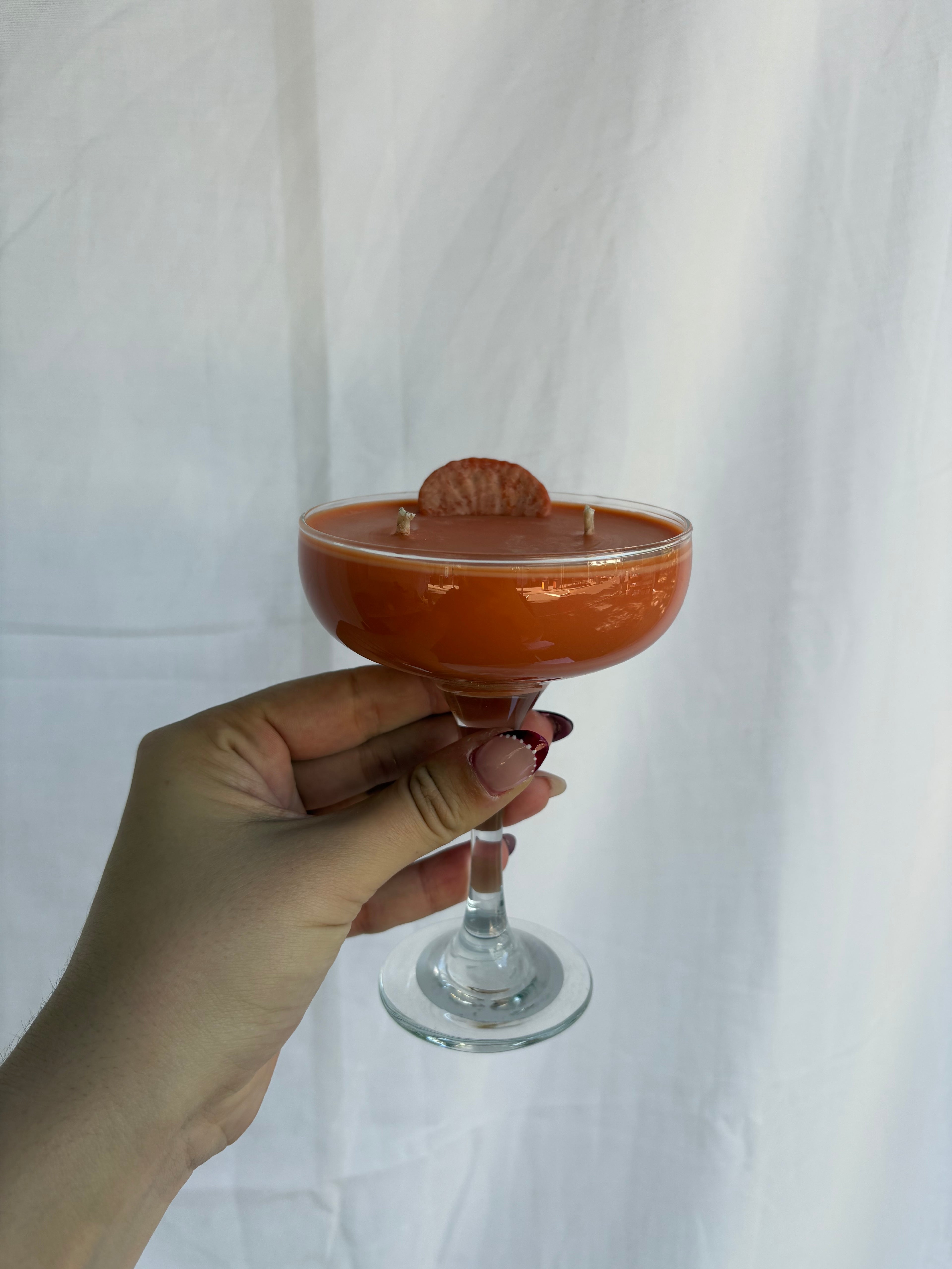 Sex on the Beach Cocktail Candle - 245ml hand-poured vegan cocosoy candle in clear cocktail glass