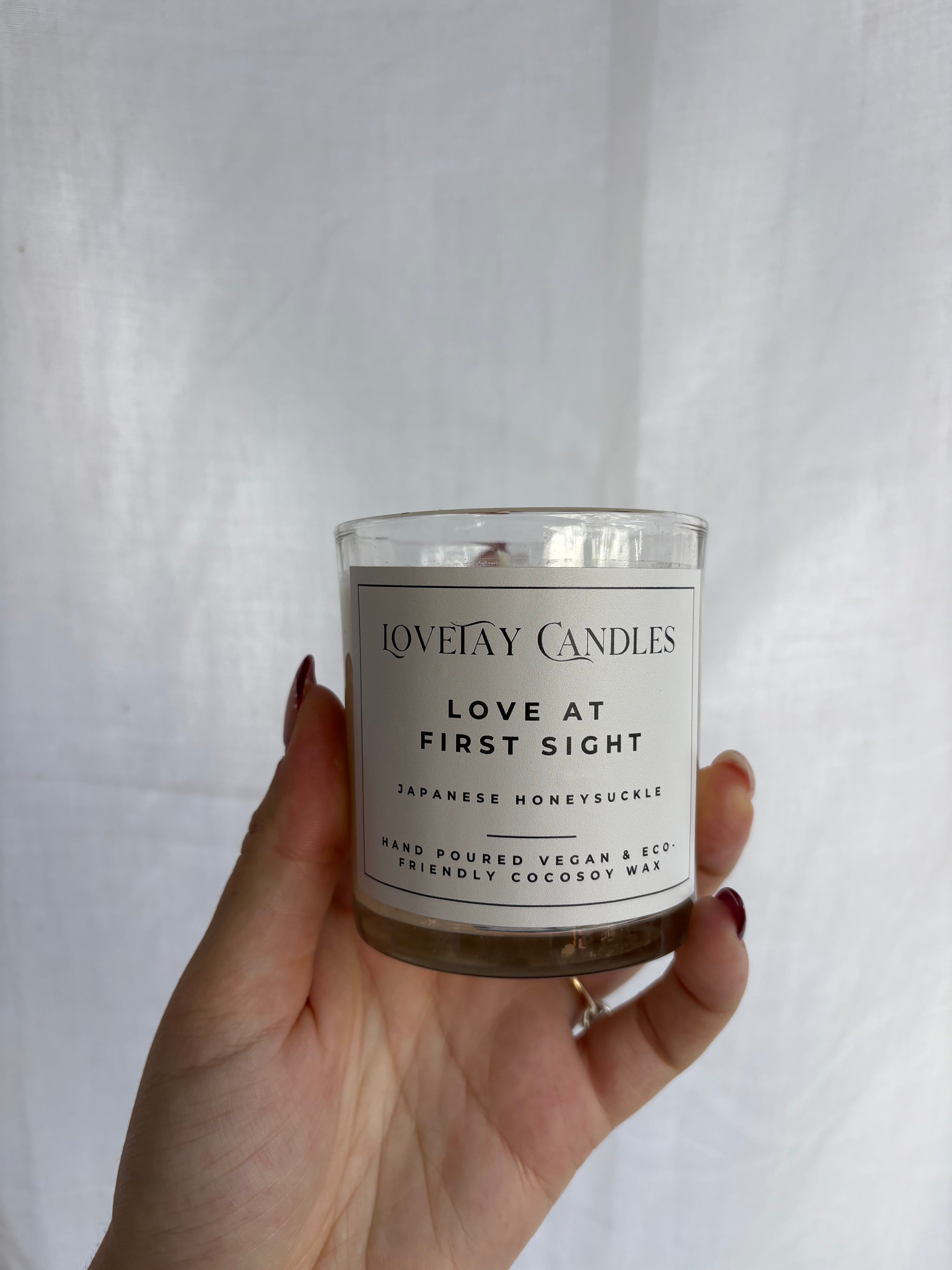 Small LoveTay Candle - 200ml hand-poured vegan cocosoy candle in clear glass jar